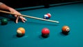 Aiming white ball - pool after shot Royalty Free Stock Photo