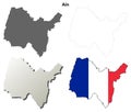 Ain, Rhone-Alpes outline map set