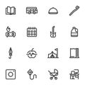 ainment and recreation line icons set