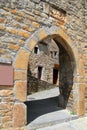 Ainsa medieval romanesque village arch fort door Royalty Free Stock Photo