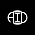 AIO abstract monogram circle logo design on black background. AIO Unique creative initials letter logo Royalty Free Stock Photo