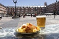 Aioli and bravas potatoes in Plaza Mayor in Madrid, Spain