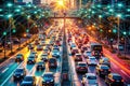 AIPowered Cityscape A Futuristic Double Exposure of Urban Congestion and Advanced Circuitry Visualizing the
