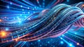 AIPowered Data Transmission A Futuristic Visualization of Binary Code Flowing Through Complex Network Cables Royalty Free Stock Photo