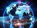 AIPowered Holographic World Map A Futuristic Minimalist Visualization of Global Data Networks and Monitoring Systems