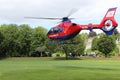 Air Ambulance Helicopter Landing in The Meadows Tavistock