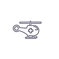 Air ambulance or medical helicopter line icon