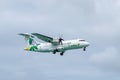 Air Antilles medium twin turbo-prop regional aircraft ATR 42-500 Royalty Free Stock Photo