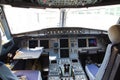 Air Asia Airbus A320 airplane`s cockpit Royalty Free Stock Photo