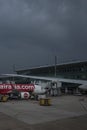 Air Asia plane is getting readied for take off at Saigon airport. Royalty Free Stock Photo