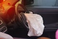 The air bag was broken due to an accidental damage. Royalty Free Stock Photo
