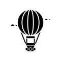 Air balloon - aerostat icon, vector illustration, black sign on isolated background Royalty Free Stock Photo