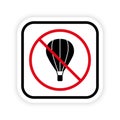Air Balloon Basket Ban Black Silhouette Icon. Warning Hot Air Ballon Zone Forbid Pictogram. Caution Hotair Baloon