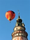 Air Balloon with castle tower, Cesky Krumlov, Czech Republic