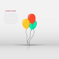 Air balloon flat vector icon. Birthday baloon illustration on white isolated background. Balloon business concept