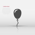 Air balloon flat vector icon. Birthday baloon illustration on white isolated background. Balloon business concept