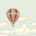 Air balloon flying in the clouds vector