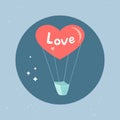 Air balloon in form of big Heart. Romantic pictogram in circle. Story highlights circle icons. Trendy cute elements Love and