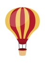 air balloon. hot air basket transportation traveling voyage. vector cartoon item.