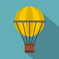 Air balloon journey icon, flat style