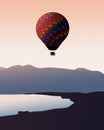 Air balloon in magic sunset in Ecuador