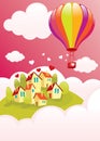 Air balloon over the cit Royalty Free Stock Photo