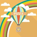 Air balloon pizza delivery flat design