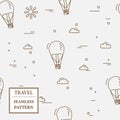 Air balloon seamless pattern. Thin line icon. Vector.