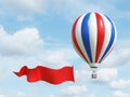 Air balloon with sky banner, areal advertisement 3d rendering