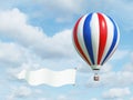 Air balloon with sky banner, areal advertisement 3d rendering