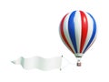 Air balloon with sky banner, areal advertisement 3d rendering