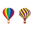 Air balloon travel fly in the style of pixel art.