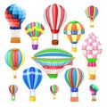 Air balloon vector cartoon air-balloon or aerostat with basket flying in sky and ballooning adventure flight