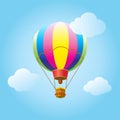 Hot air balloon sky clouds cartoon Royalty Free Stock Photo