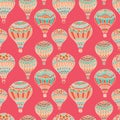 Air balloons pink vector seamless pattern. Colorful background in doodle style Royalty Free Stock Photo