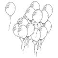 Air balloons. Vector illustration of sketch balloon for childrens holiday