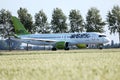 AirBaltic jet plane taxiing to Polderbaan