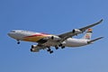 Air Belgium Airbus A340-300 On Final Approach Royalty Free Stock Photo