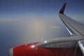 Air Berlin Wing with Flight Turbine above Clouds Royalty Free Stock Photo