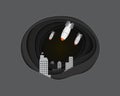 Air bomb attack the city vector paper art cute illustration pap