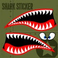 Flying Tiger Shark Mouth Sticker Vinyl on green background Vector illustrator.ai