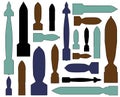 Air bombs, missiles silhouette, shapes, vector illustration