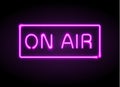 On Air broadcast radio neon sign vector illustration.