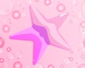 Air bubbles around a starfish on a pink background Royalty Free Stock Photo
