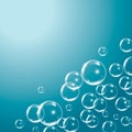 Air bubbles background.Abstract soap bubbles blue vector background. Royalty Free Stock Photo