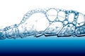 Air bubbles in blue water Royalty Free Stock Photo