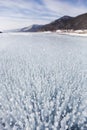 Air bubbles in ice of Baikal lake Royalty Free Stock Photo
