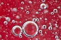 Air bubbles in red water. Macro Royalty Free Stock Photo