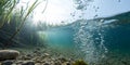Air bubbles under water nature background Royalty Free Stock Photo