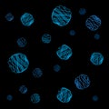 Air bubbles in the water. Original pattern of blue and sky blue balls on dark background. Suitable for decorating ceramic tiles